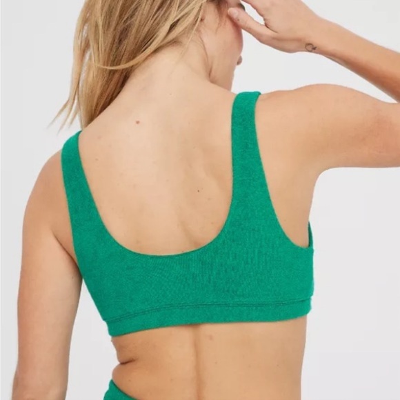 aerie terry sport bra in green - Picture 3 of 11